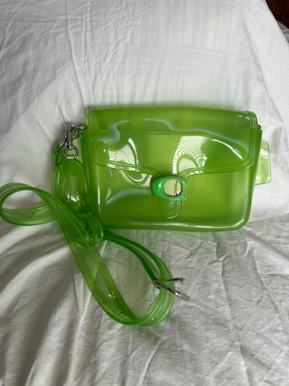 Coach Neon Green Clear PVC Crossbody Bag